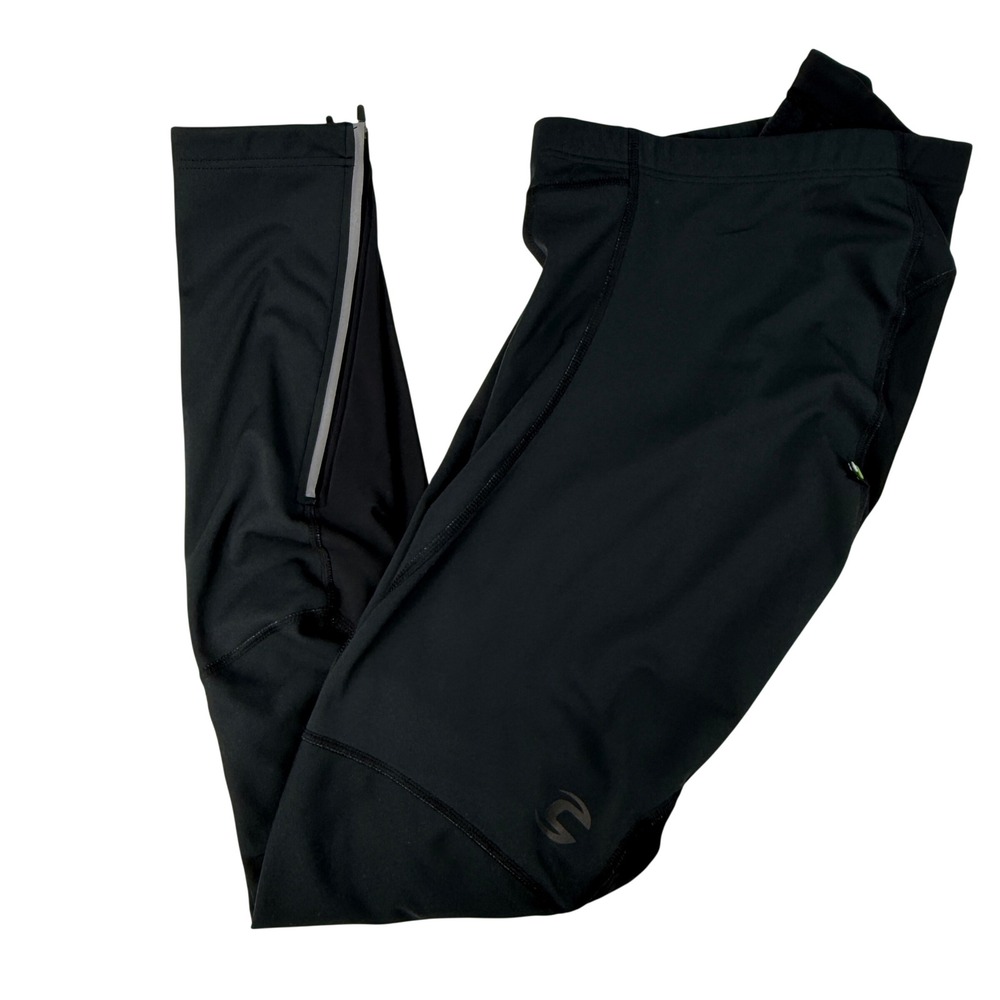 Cannondale Mens Large Cycling Tights Black Windproof Fleece Lined Activewear